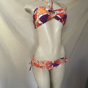 Floral Orange and Purple Bikini